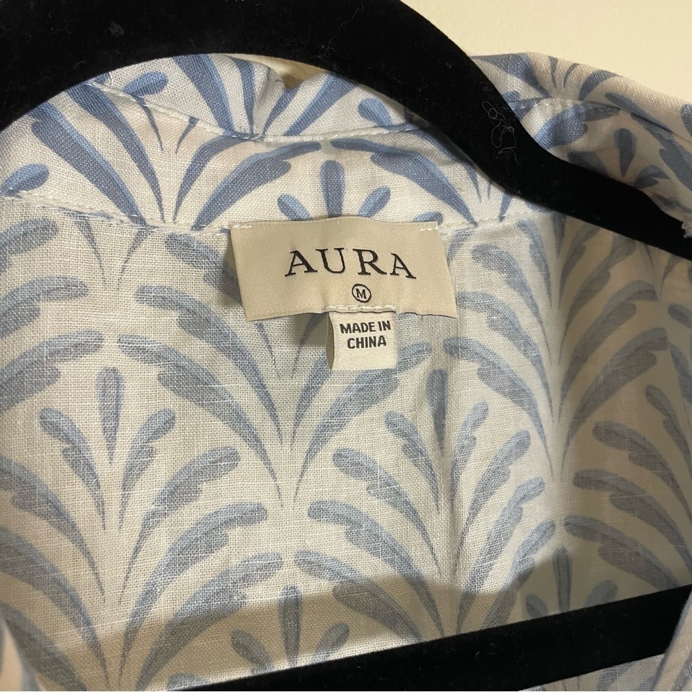 Aura This Is Your Sign Sky Blue Print Button Front Mini Dress - Medium - Picture 9 of 9